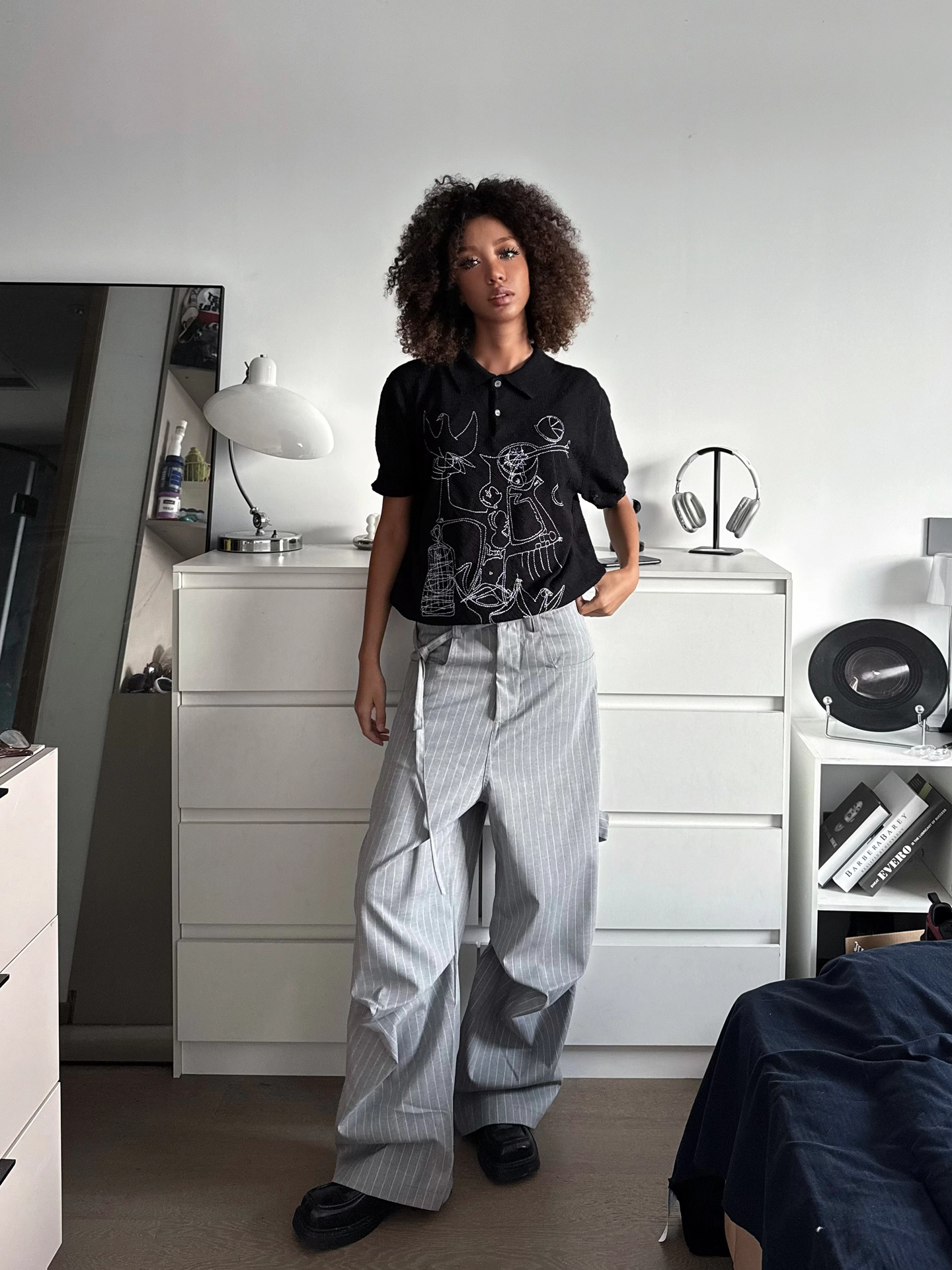 340G ピンストライプスラックス　N6108