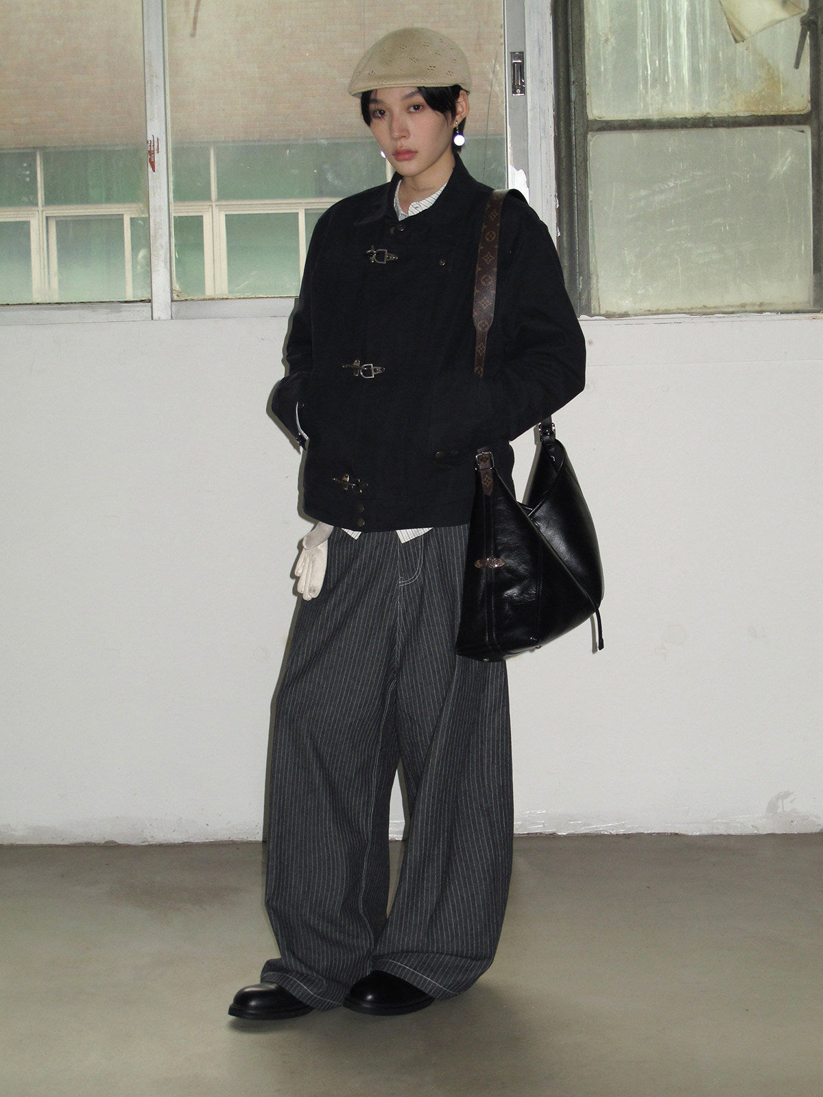 バックルディテール ウォッシュド ショートジャケット　N6490