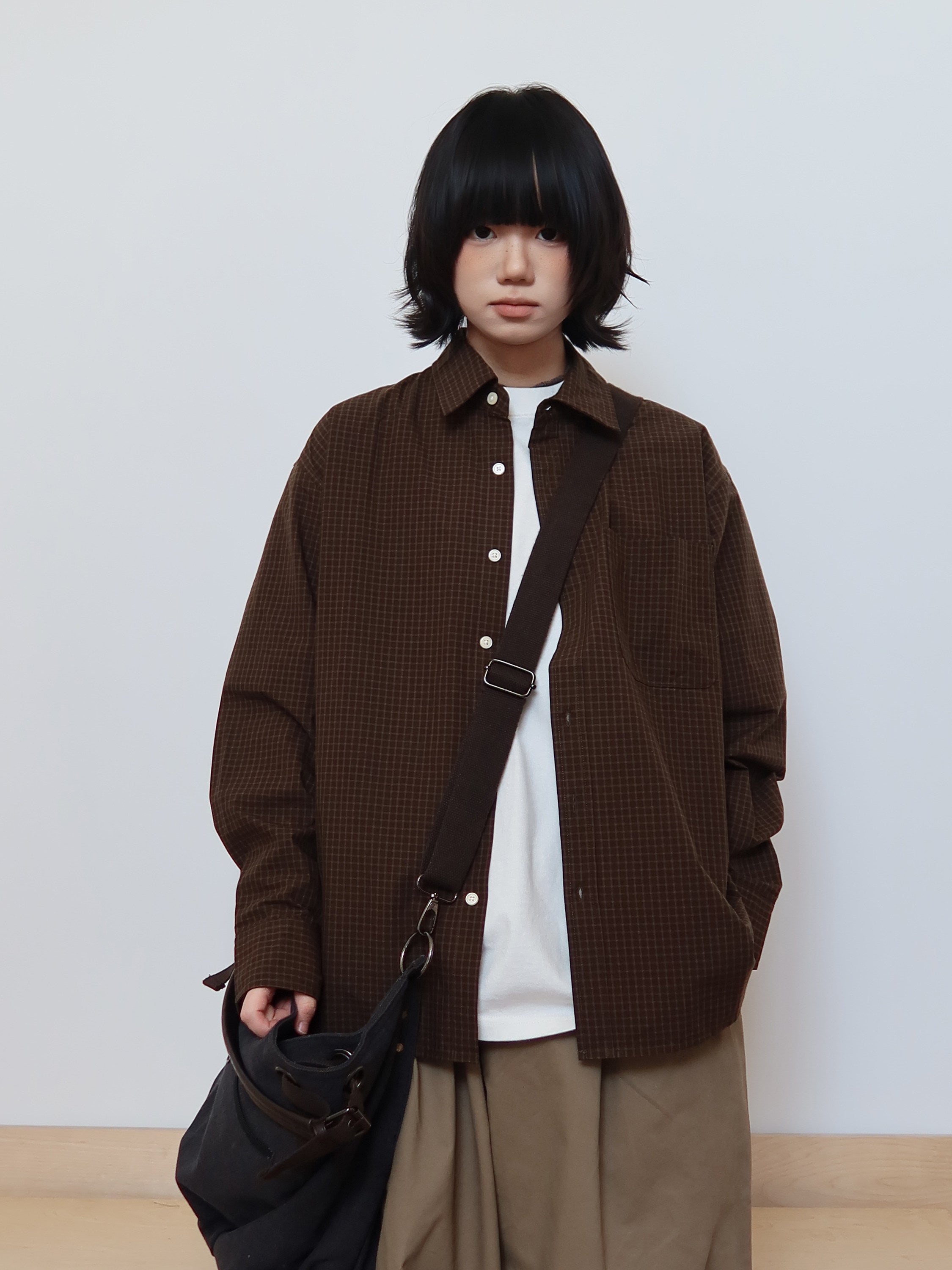 トラッド チェック柄 リラックスフィットシャツ N6447