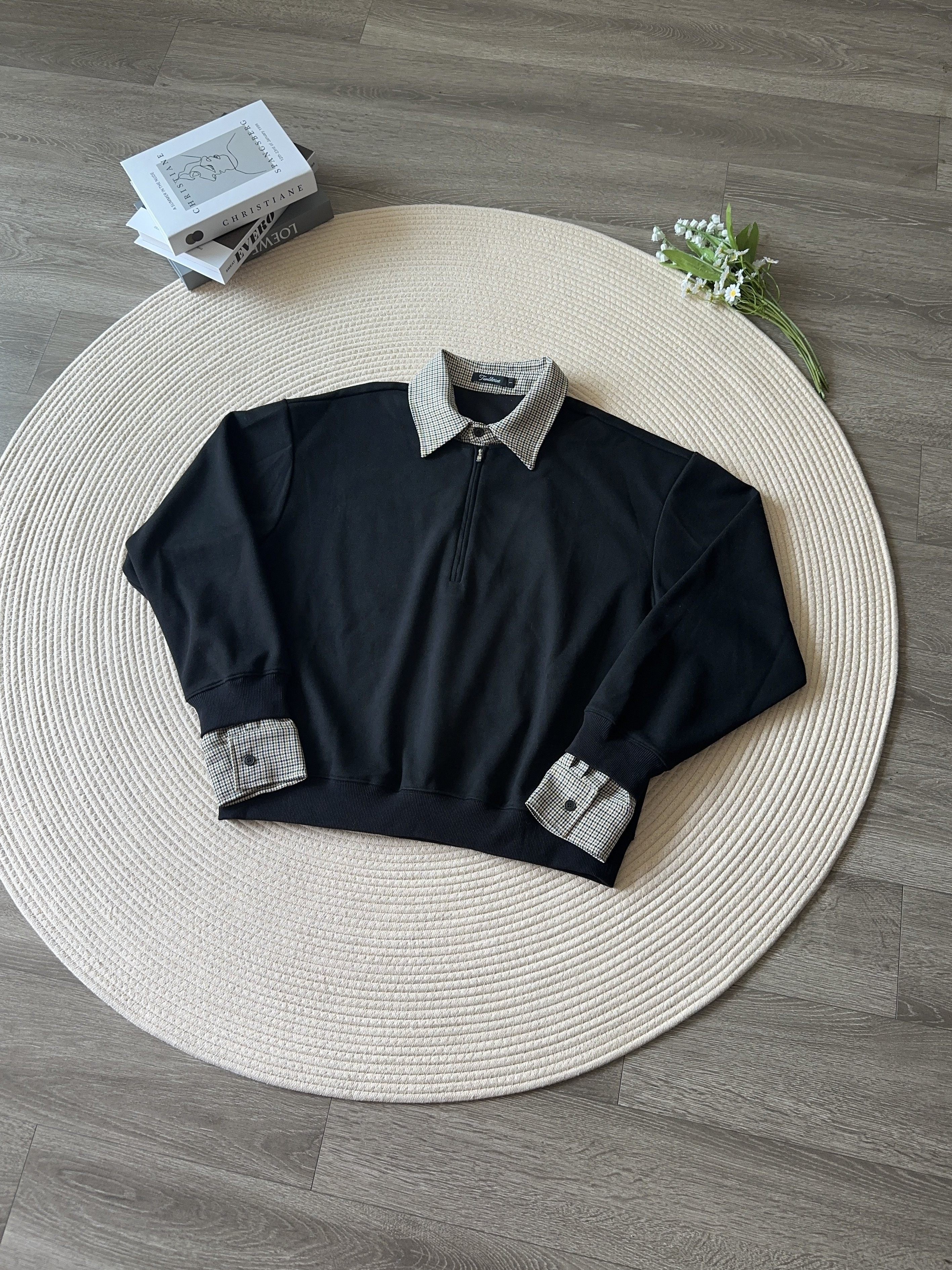 ウール混ハーフジップ ポロスウェット　N6515