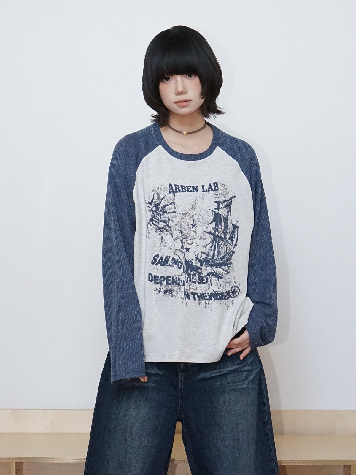 ヴィンテージセーリングラグランロングTシャツ N7363