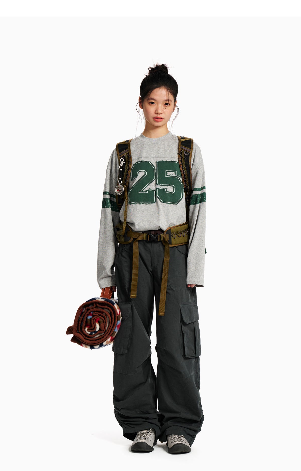 ナンバーパッチウォッシュフットボールロングTシャツ N7401