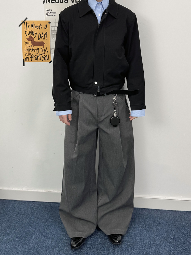 ダブルプリーツ Aライン ドレープスラックス　N6537