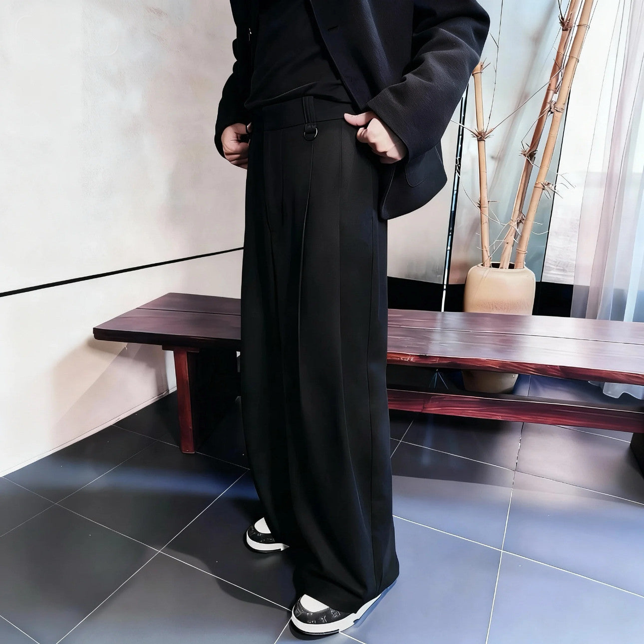 ウール×テンセル ラグジュアリードレープスラックス　N6558