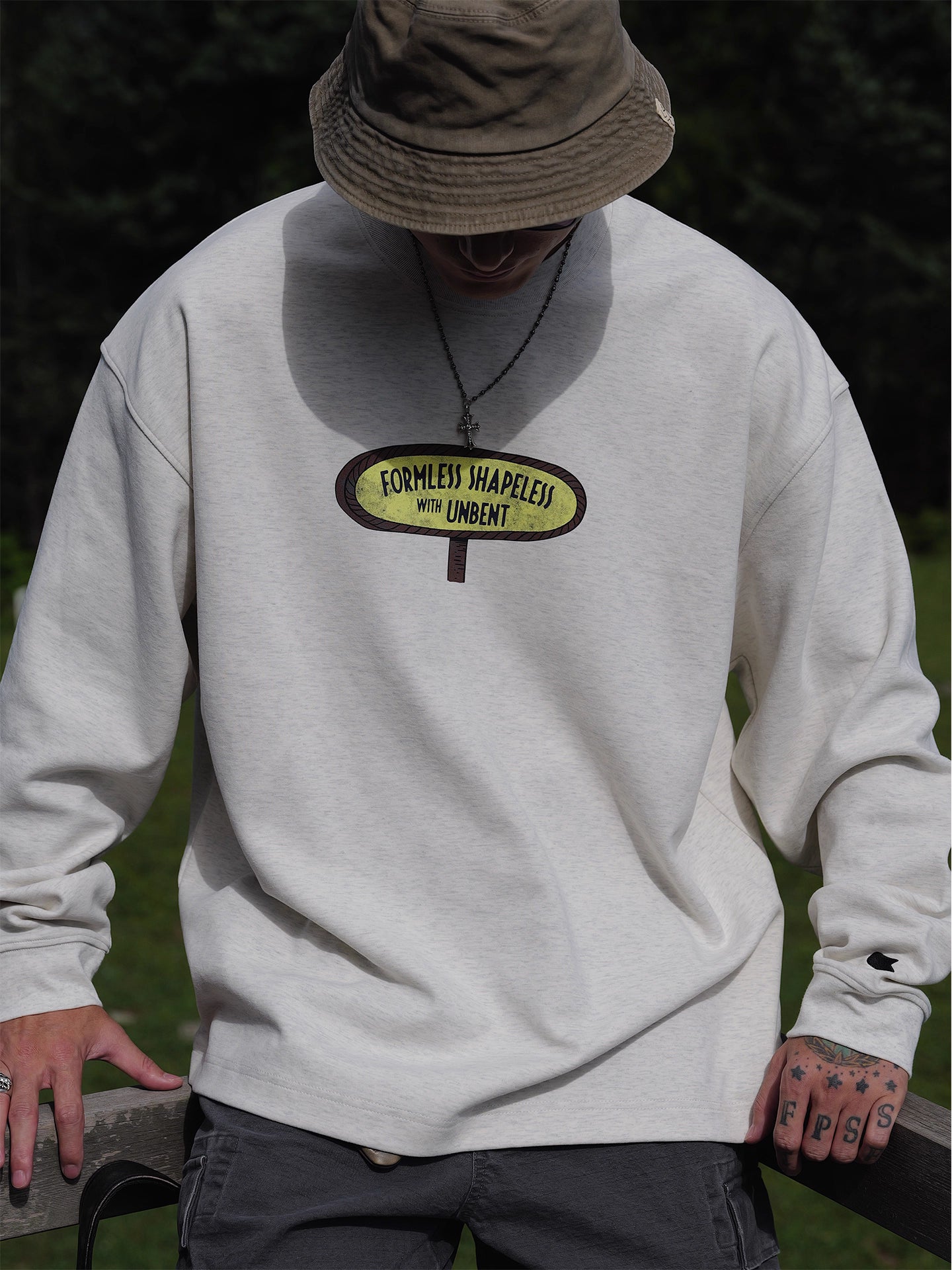 ユニセックス起毛プリントロングスリーブTシャツ   N5832