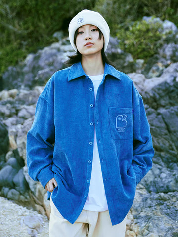 鳥ロゴ刺繍コーデュロイシャツ シャツジャケット N5817