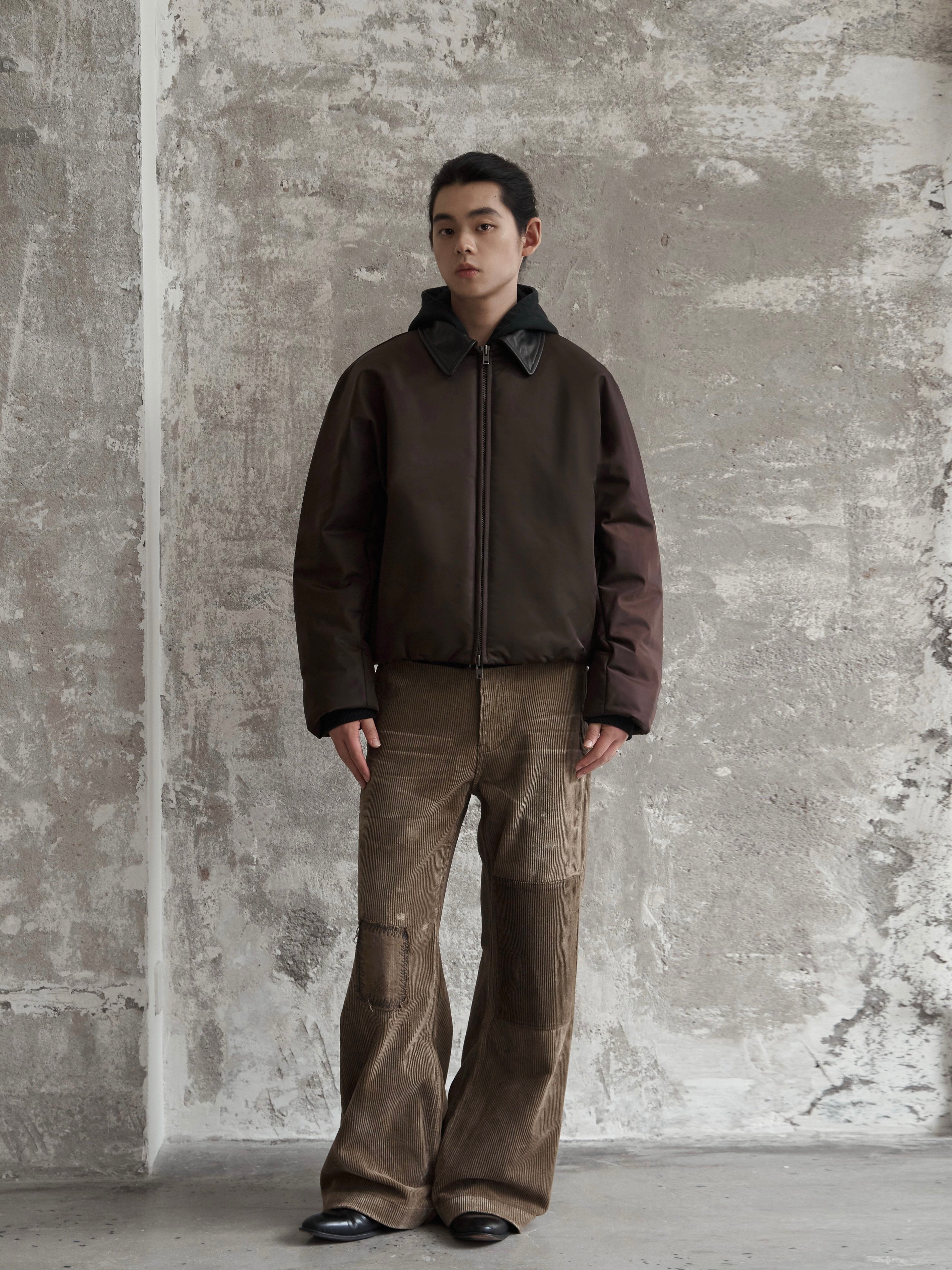 レザーカラー 解構パデッド ナイロンブルゾン N6462