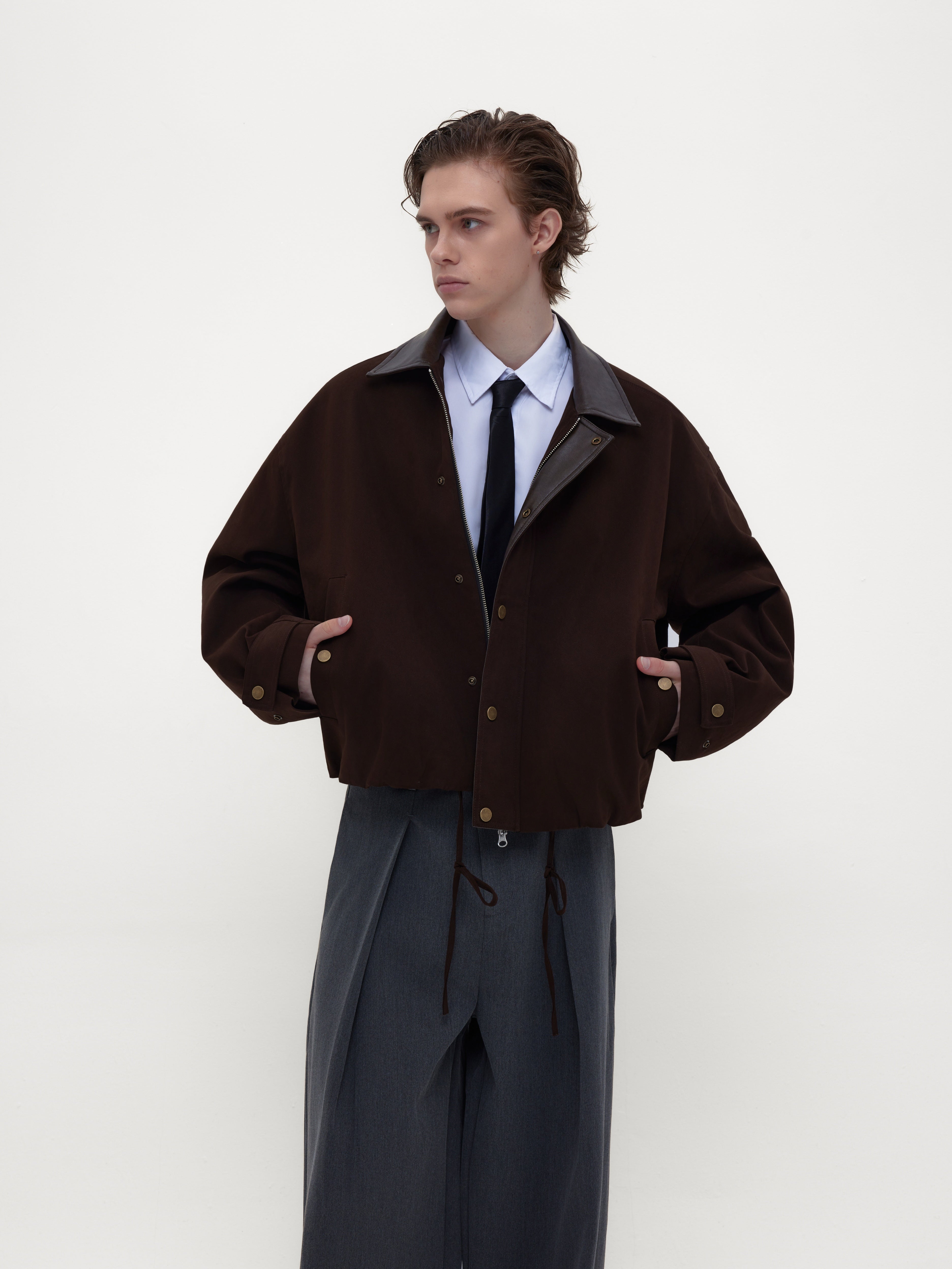 レザーカラーバーンコートジャケット　N6232