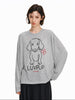 ラインアート・ドッグ グラフィック ロンT / Flower dog print T-shirt   N5607