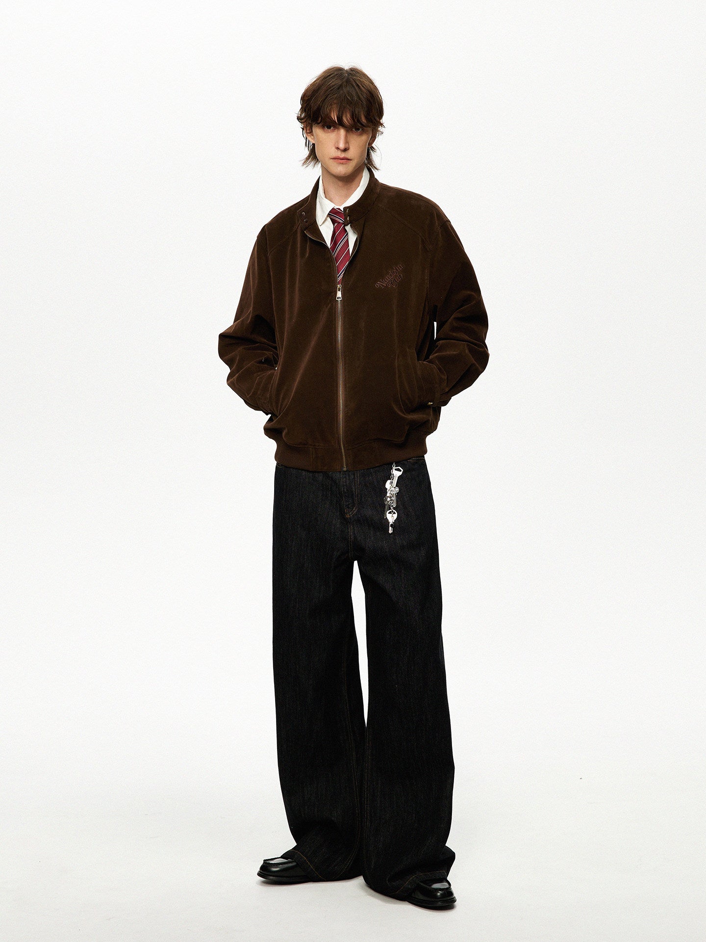 レタード刺繍 フロッキープリント ジャケット　N6492