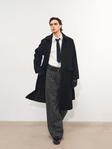 オーストラリア羊毛50％ ハンティングロングコート N6538