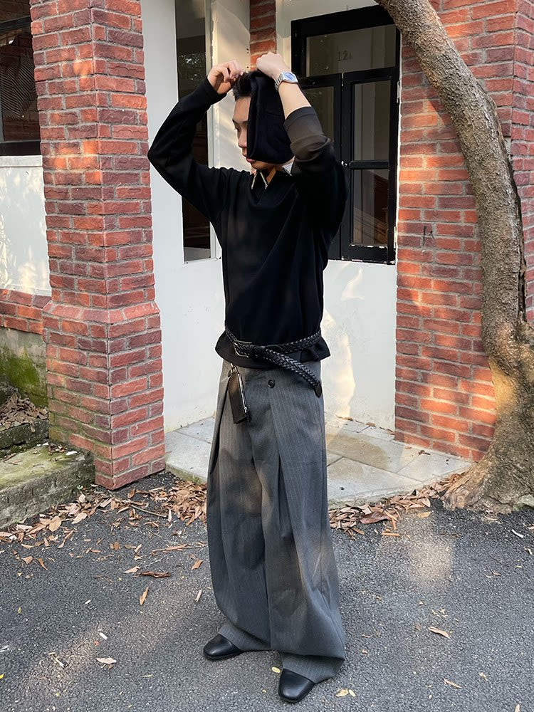 ピンストライプ Aライン ワイドスラックス N6625