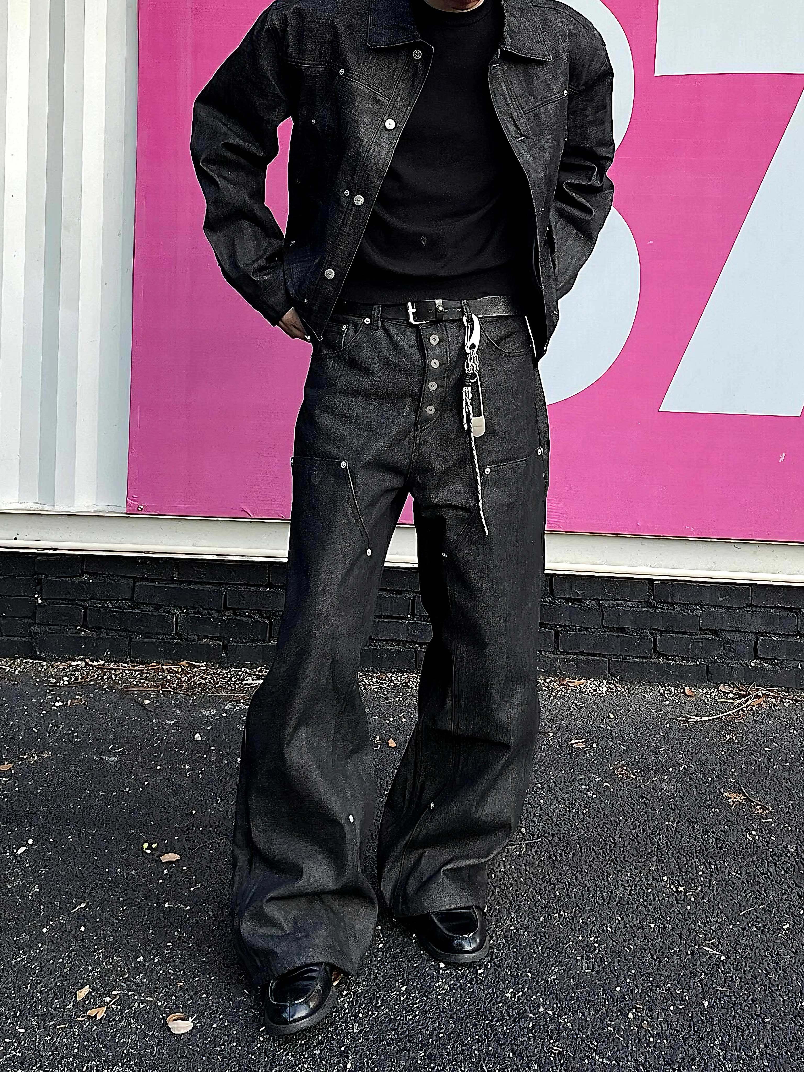 岡山14oz セルビッジ 五連ボタン ストレートデニム　N6391