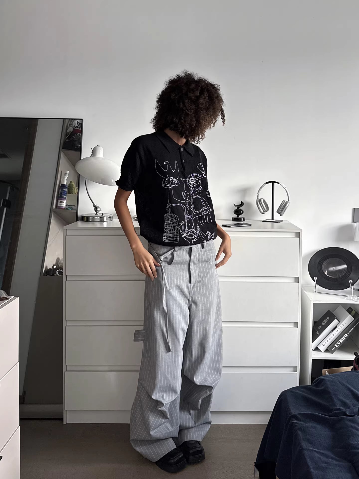 340G ピンストライプスラックス　N6108