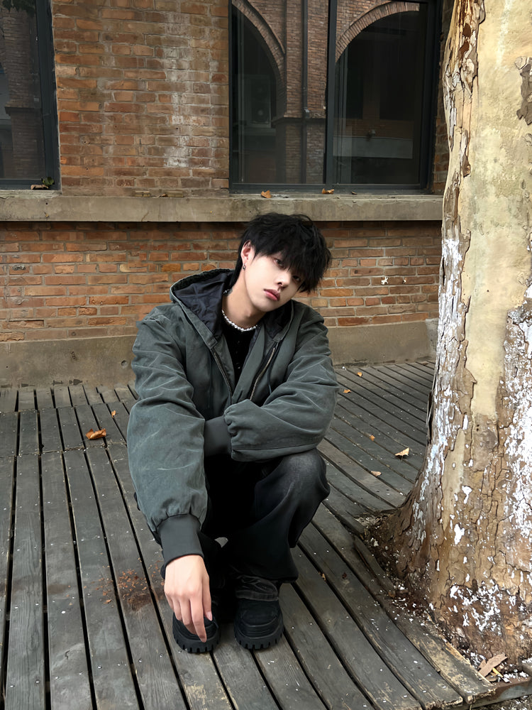 12oz帆布・ヴィンテージ加工・フーデッドデトロイトJK N6163