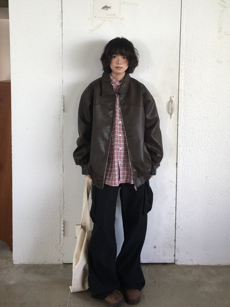 メラードブラウン PUレザー クリーンフィットジャケット　N6547