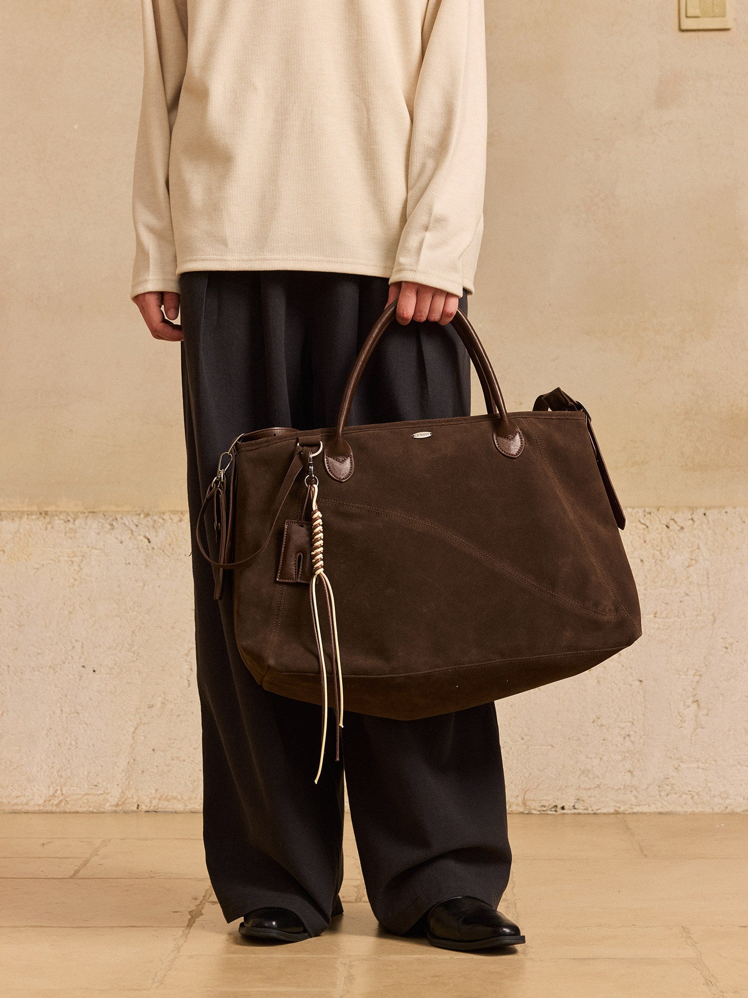 スエードタッチ レザー トラベルトートバッグ　N6458