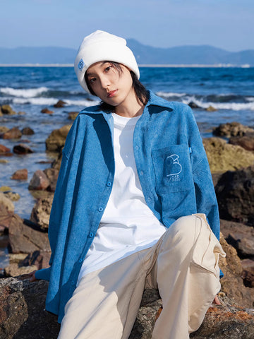 鳥ロゴ刺繍コーデュロイシャツ シャツジャケット N5817