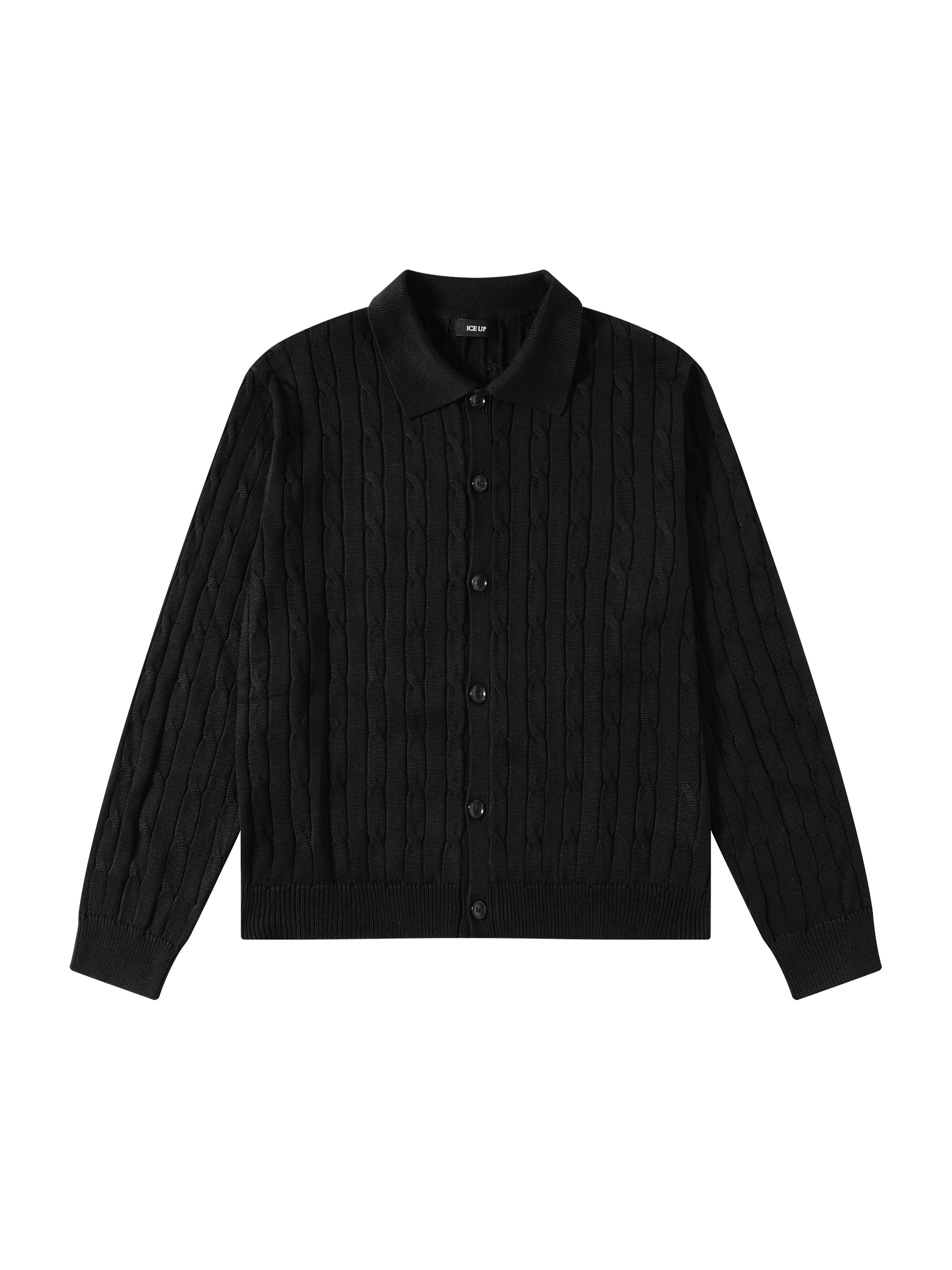 ケーブル編み コットンPOLOカーデ　N6701