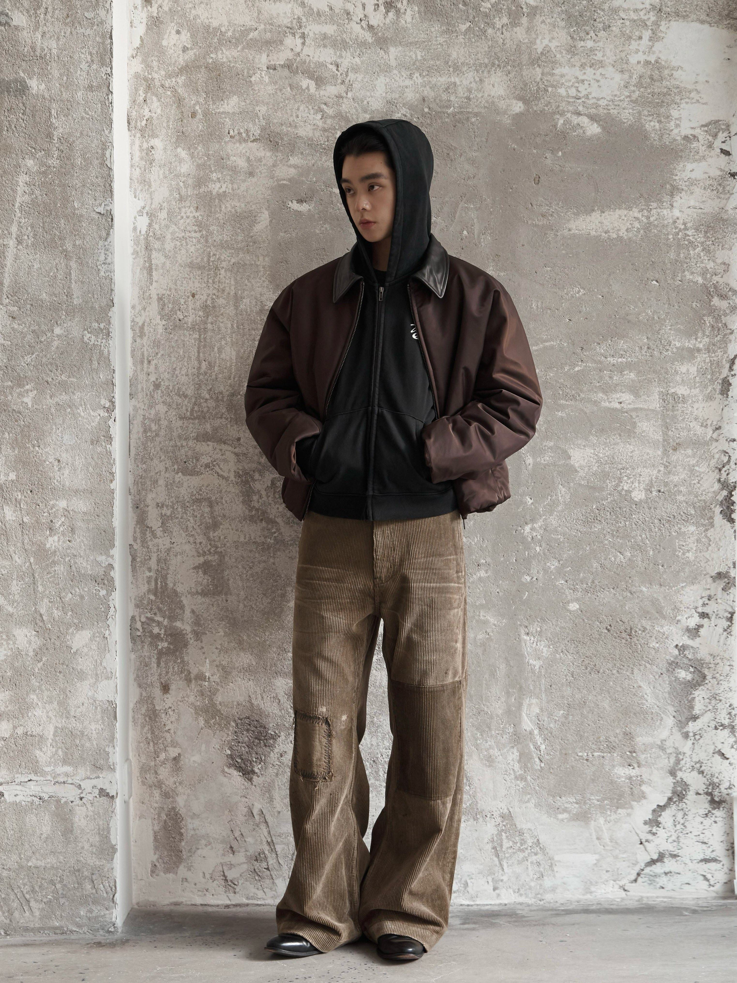 レザーカラー 解構パデッド ナイロンブルゾン N6462