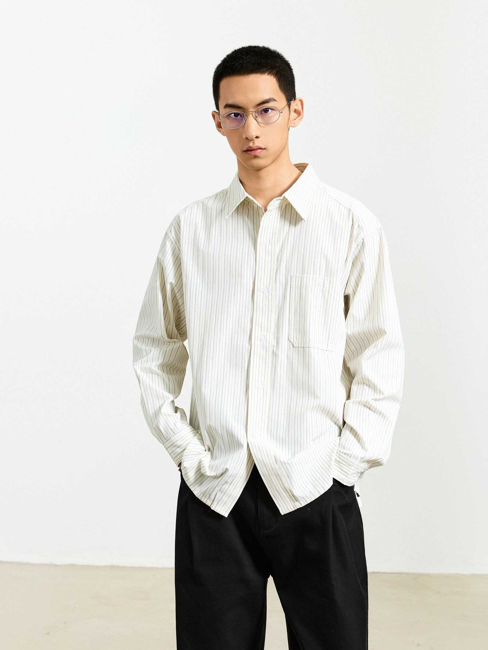 ミニマルストライプ レイヤードシャツ　N6772