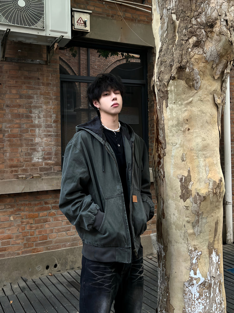 12oz帆布・ヴィンテージ加工・フーデッドデトロイトJK N6163