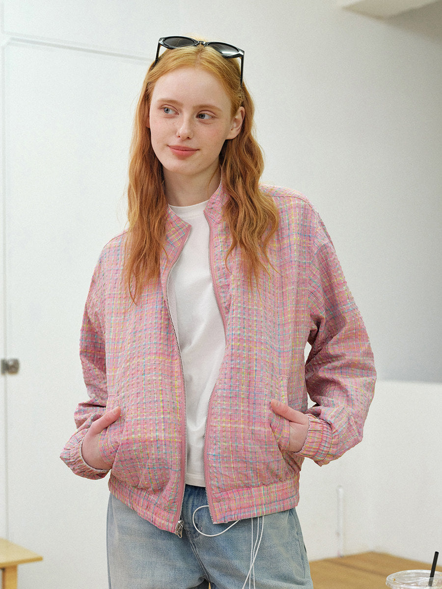 リバーシブル シアサッカーチェックジャケット　N6544