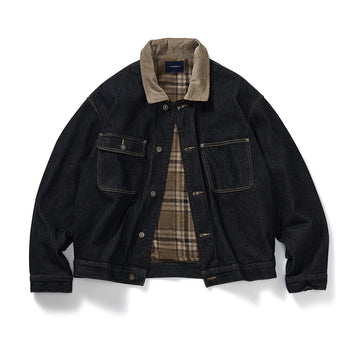 デニムジャケット コーデュロイ襟付き 裏地付きコーデュロイ襟デニムジャケット N5931