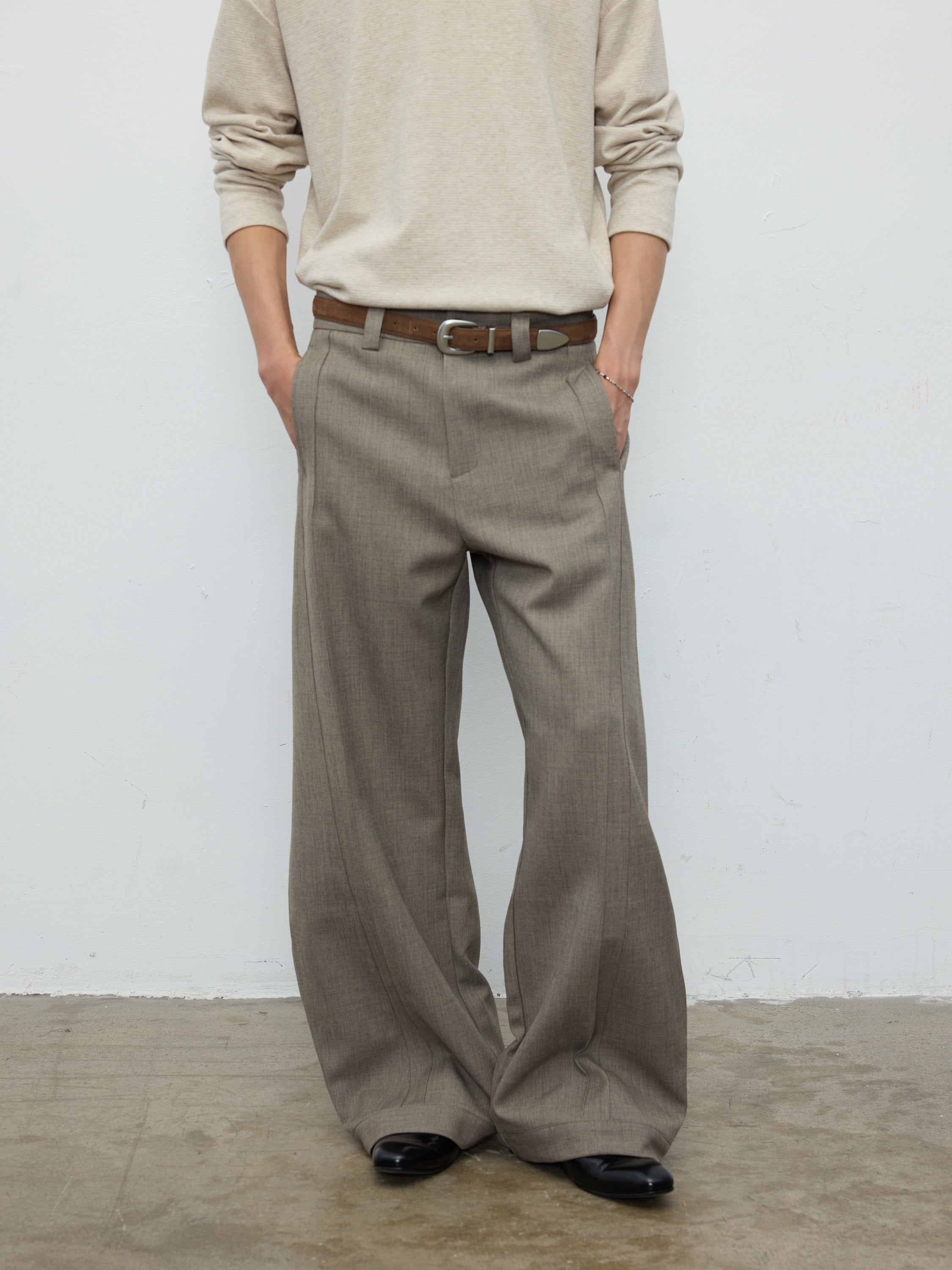 プリーツキルティング テーパードスラックス　N6474