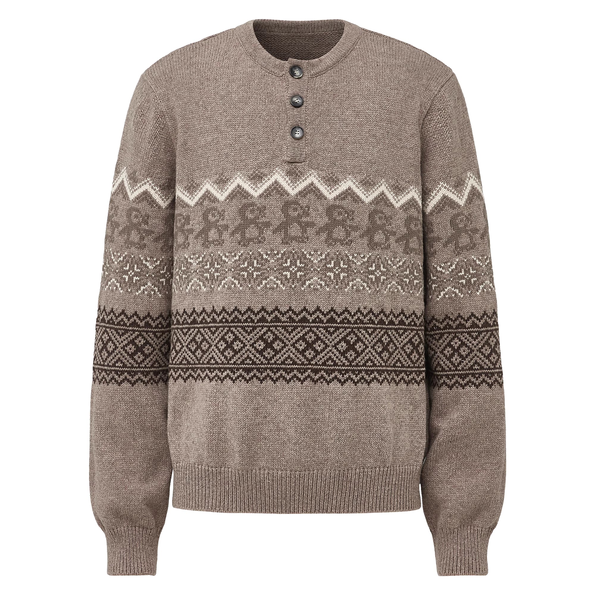 ペンギンモチーフ・フェアアイルヘンリーニット N6037