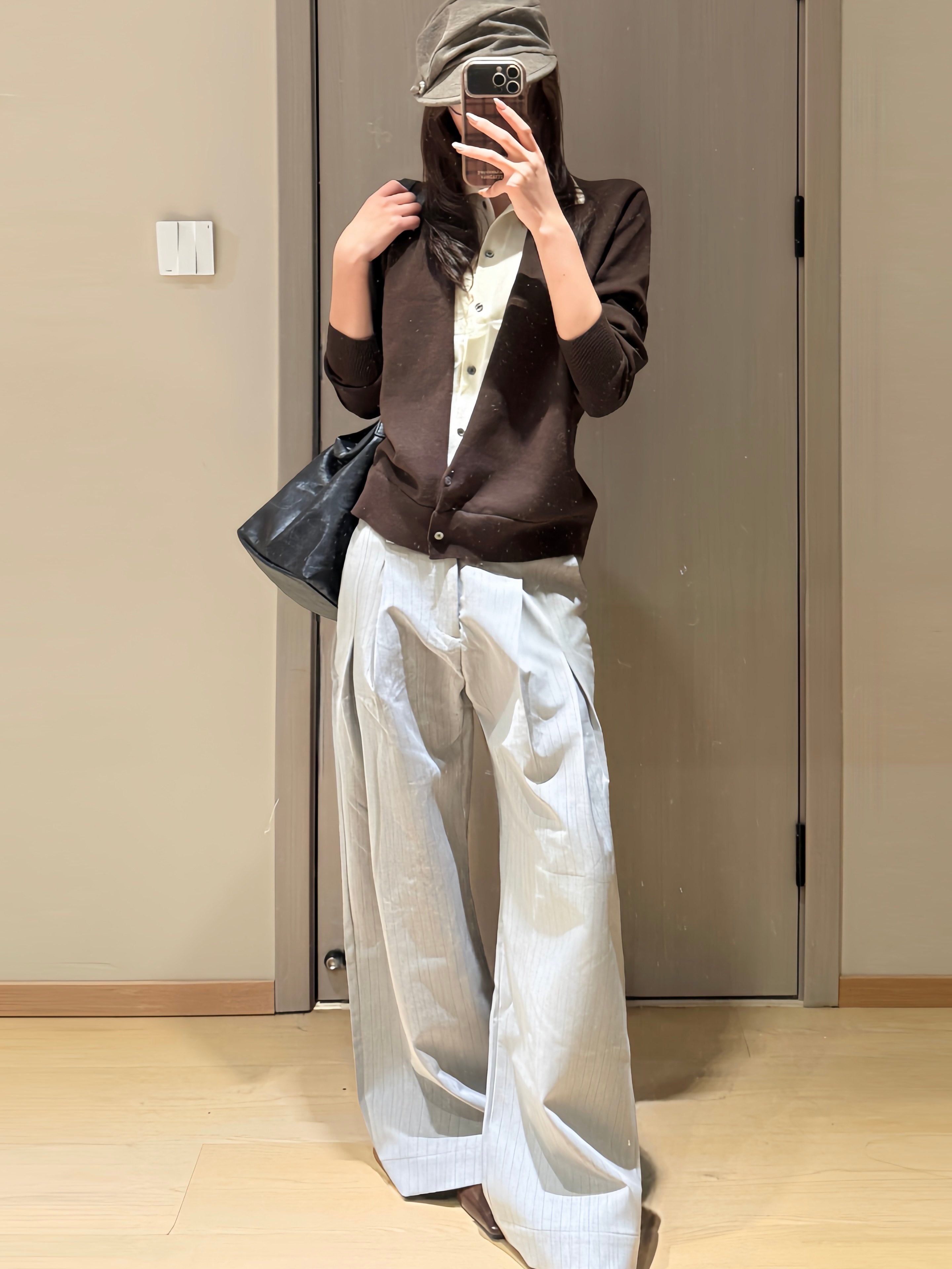 レイヤード風 バイカラー ハイネックニットカーディガン N6475