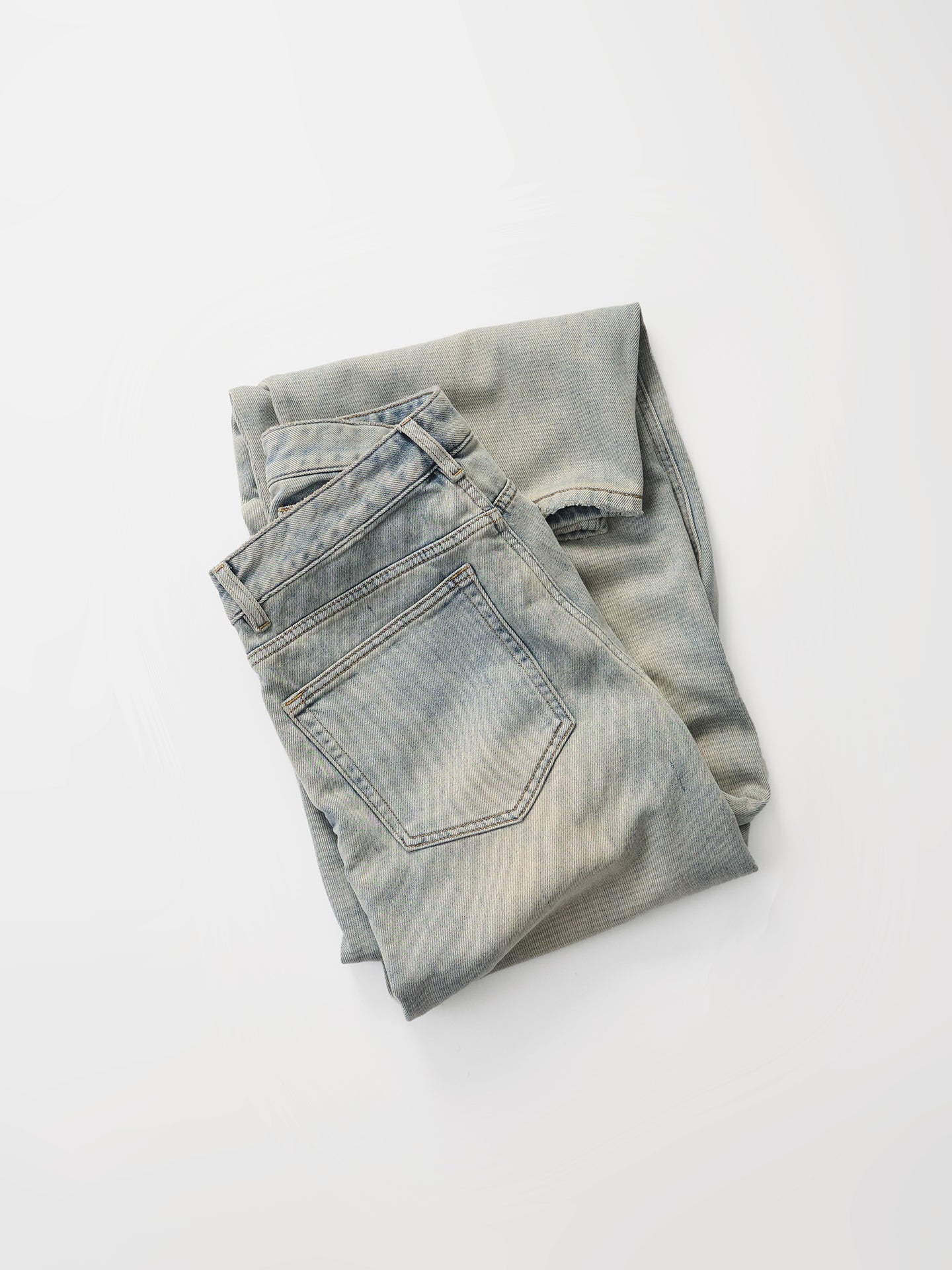 ライトウォッシュ裏起毛 ヴィンテージデニムパンツ　N6272