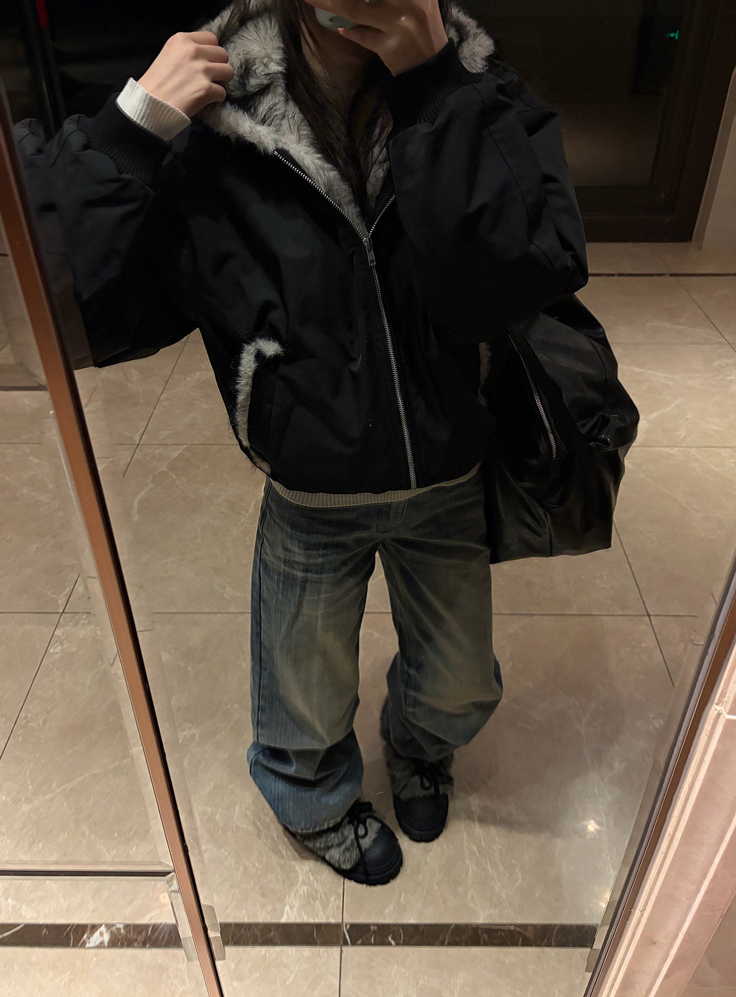 【機能性ウェア】1500g中綿 “防寒”ショートパフジャケット　N6519