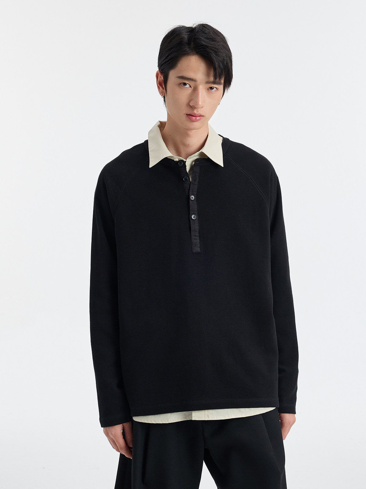 ヘンプワッフル ヘンリーネック ロングスリーブ N6529