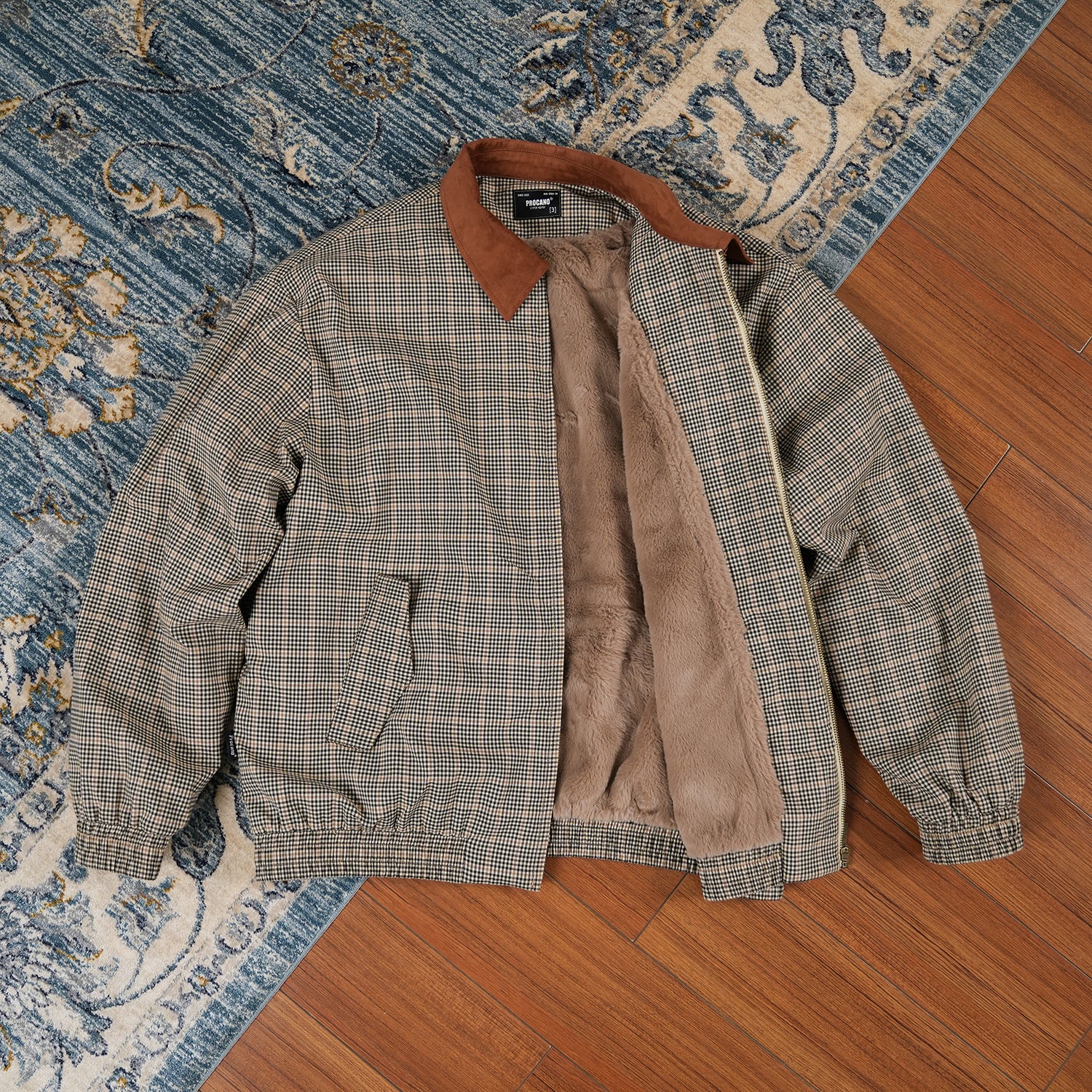 スエード襟・ミンクタッチニット・ハリントン　N6105