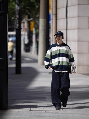 90s風ワイドボーダー ビッグラガーシャツ N5878