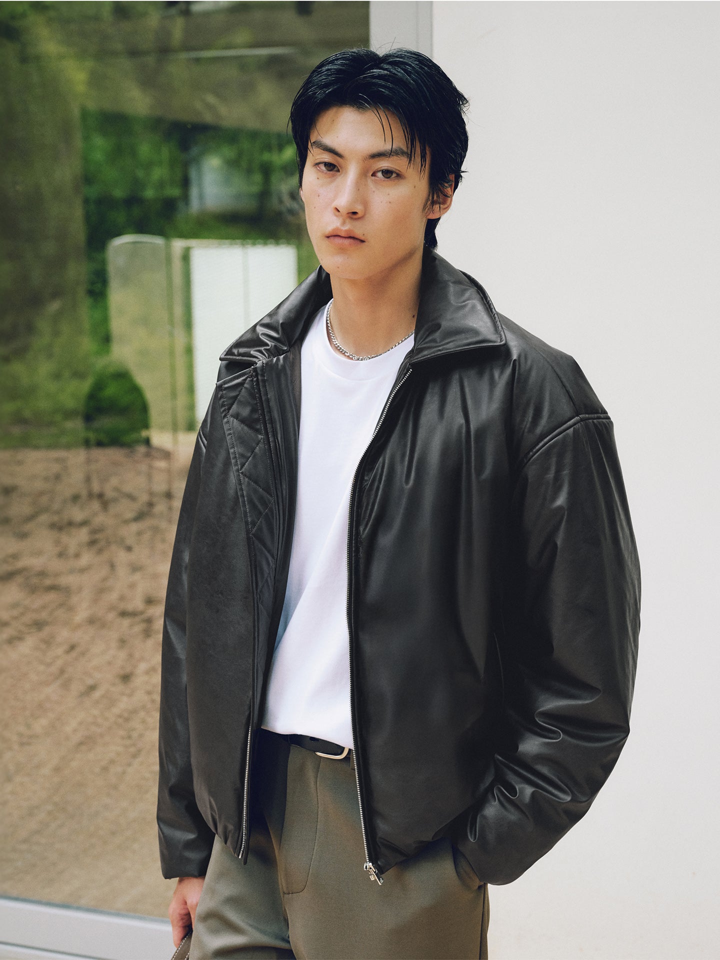 PrimaLoft® Gold・PUレザー・パデッドブルゾン　N6100