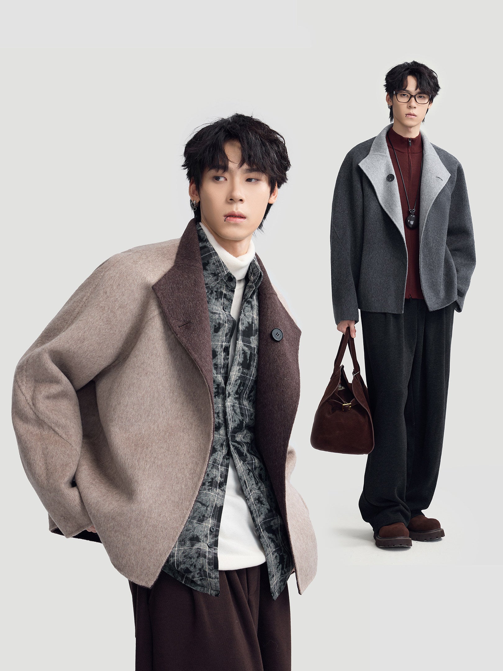 リバーシブル ダブルフェイス ウールコート N6476