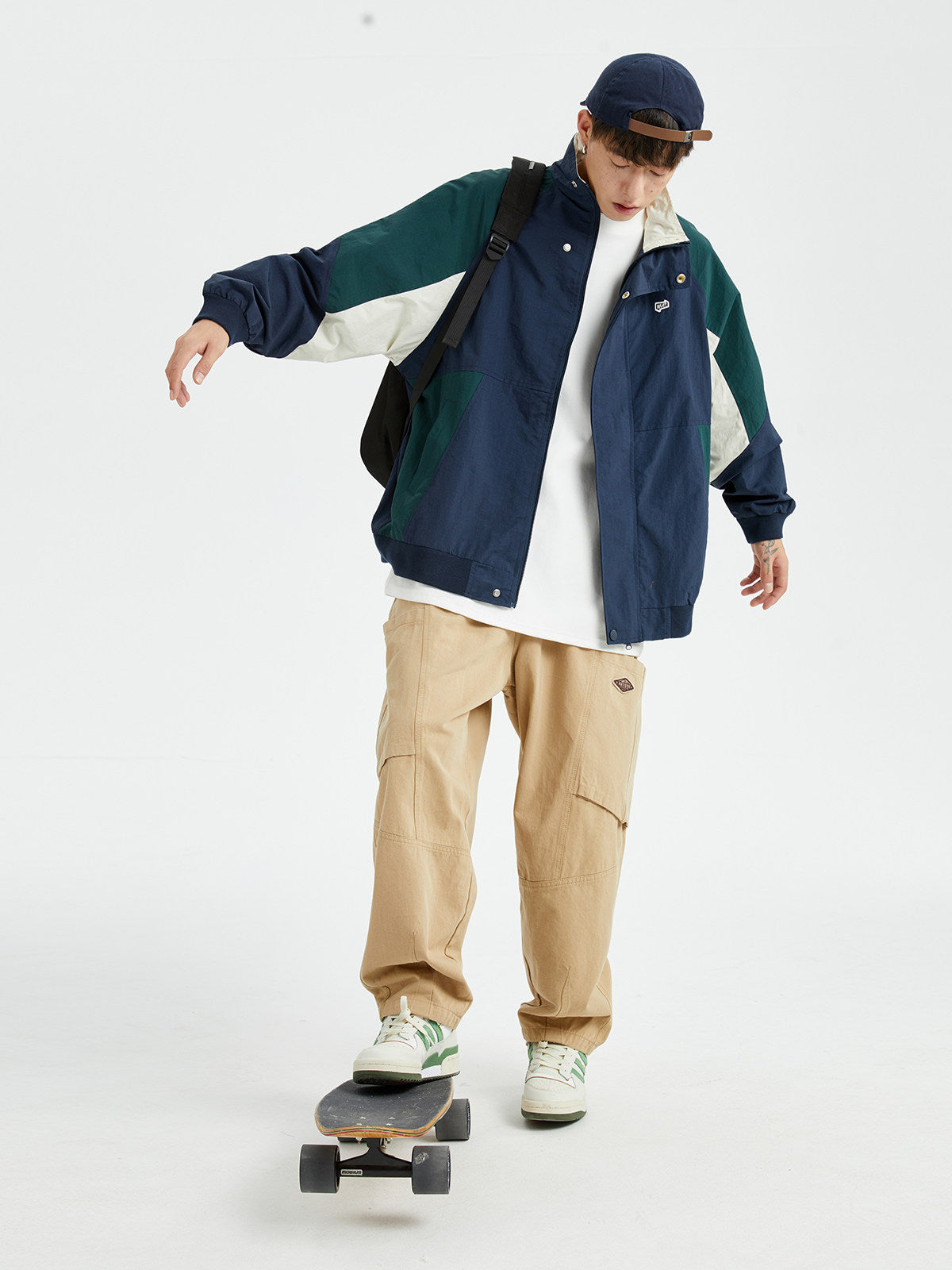 カラーブロック スタンドカラー ワークジャケット N6479