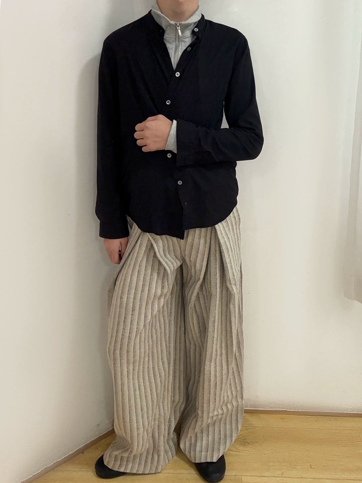 テクスチャーストライプ・ワイドストレート・トラウザーズ N6189