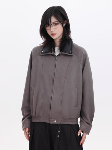 レザーカラー・フェイクスエードブルゾン N6035