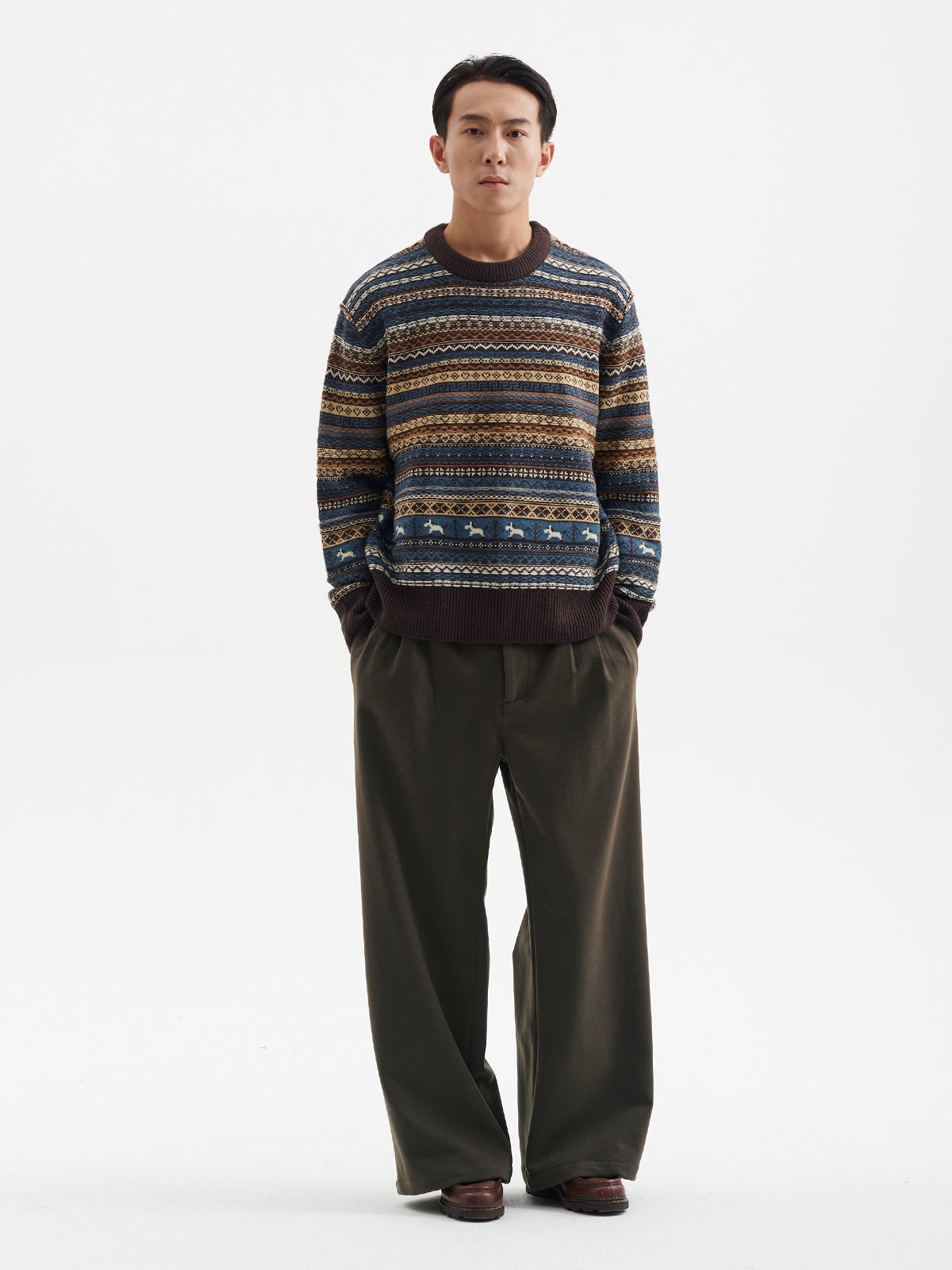 15%シープウール・フェアアイル・ジャカードニット N6225