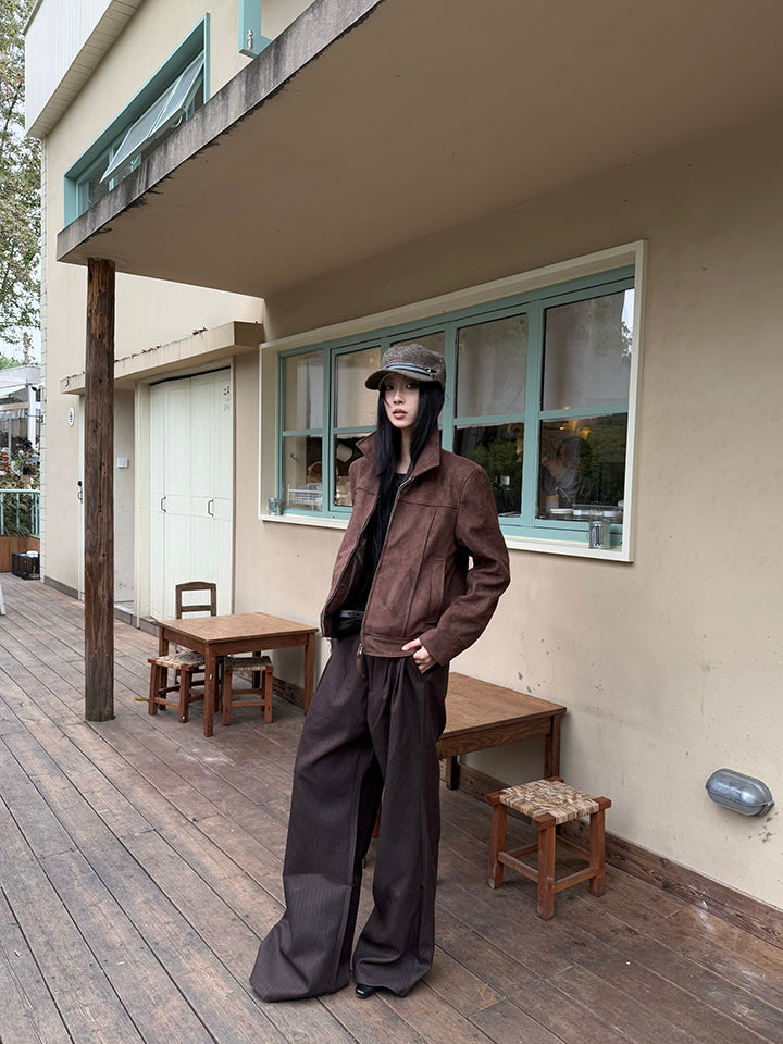 バーンスタイル スエード調 正肩ショートジャケット　N6266