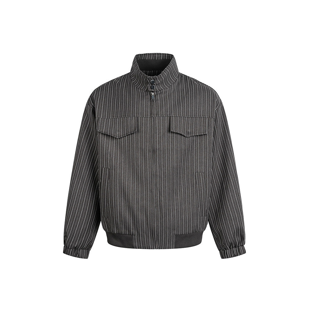 オールドマネーストライプボクシージップジャケット N6336