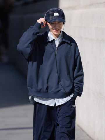 ルーズフィッドハーフジップ襟付きスウェット N6034