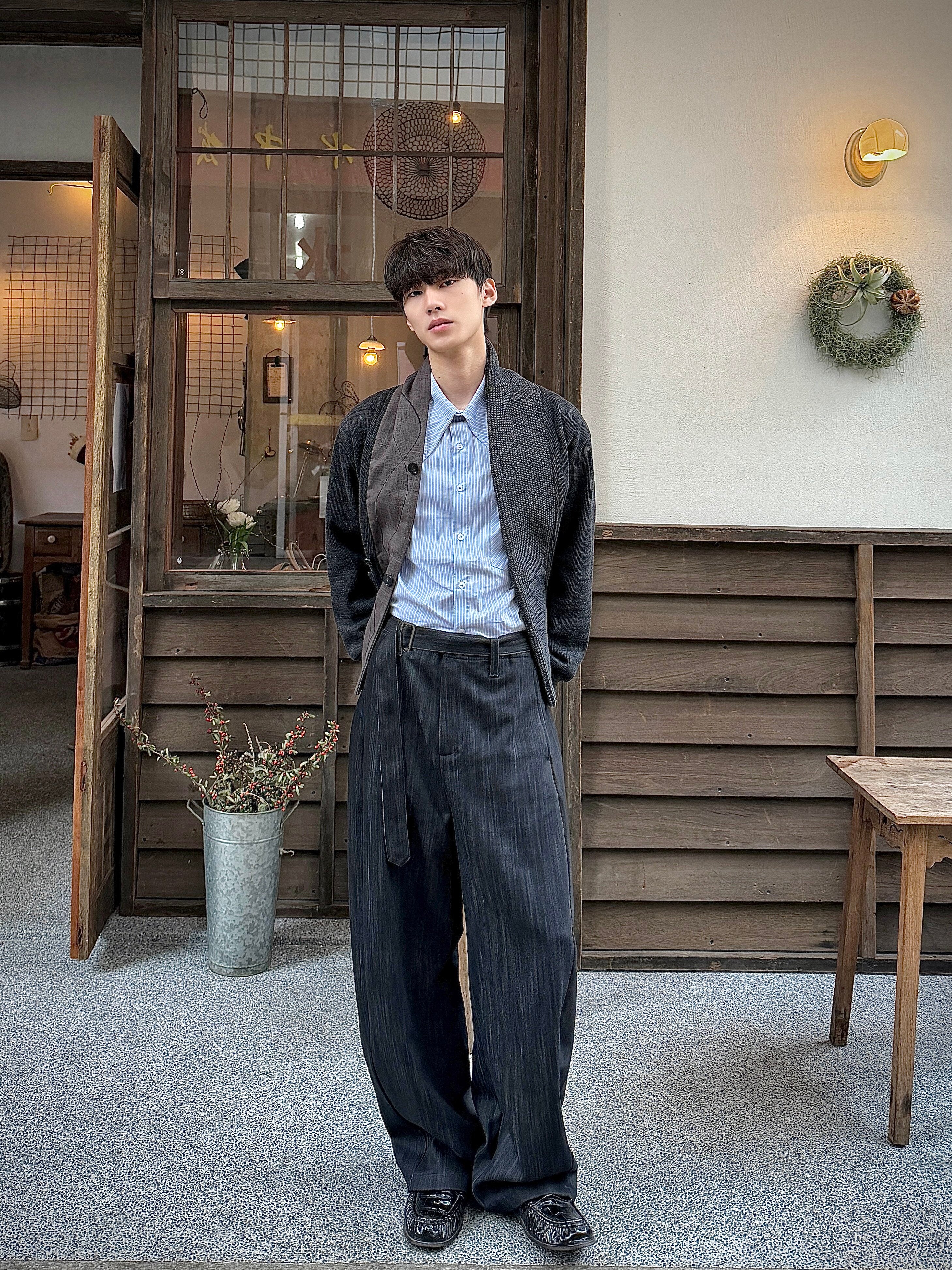 ツリー柄ドレープ ベルトスラックス　N6642