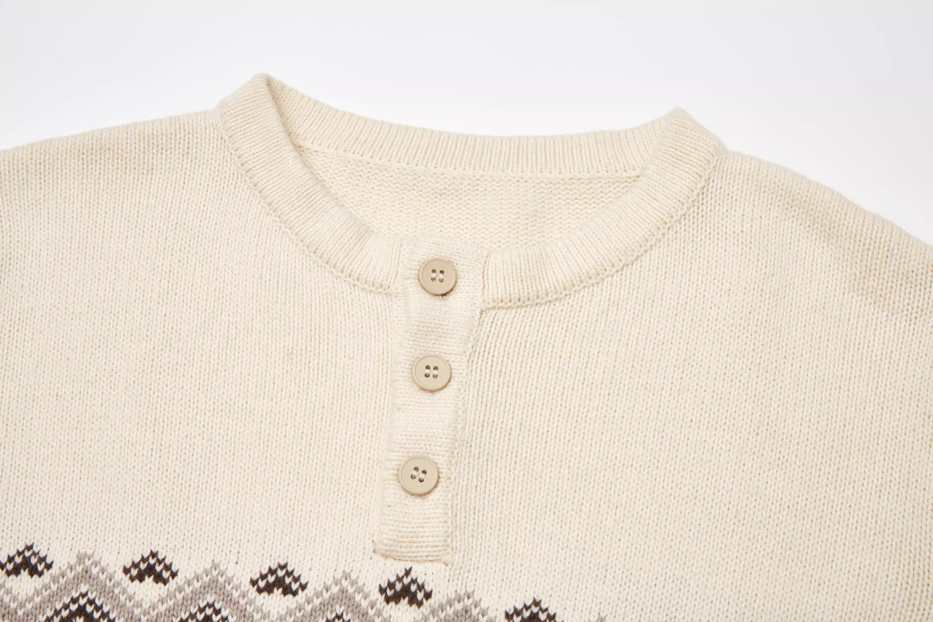 ペンギンモチーフ・フェアアイルヘンリーニット N6037