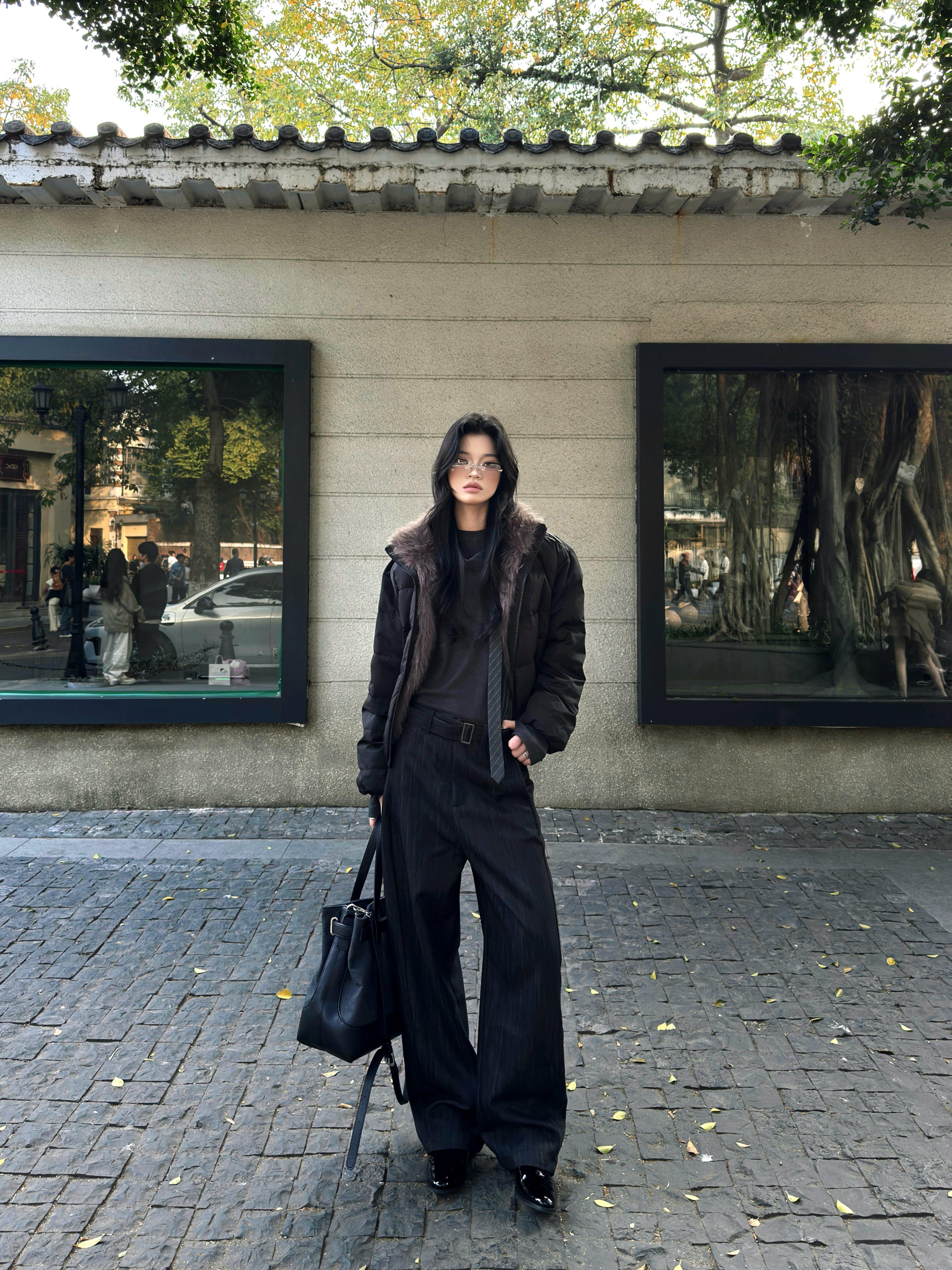 ツリー柄ドレープ ベルトスラックス　N6642