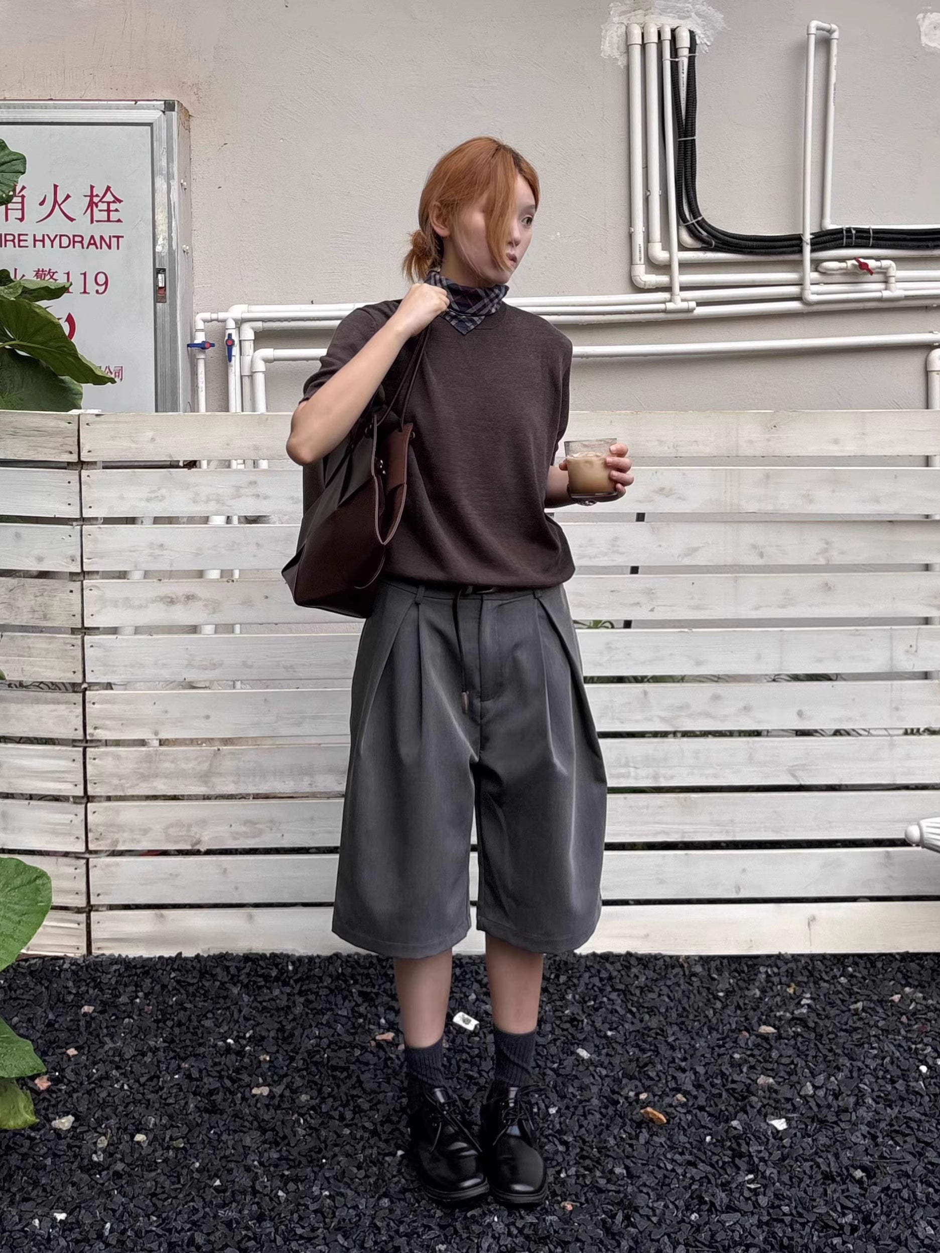 タックワイドショーツ TR素材グルカパンツ  N5811