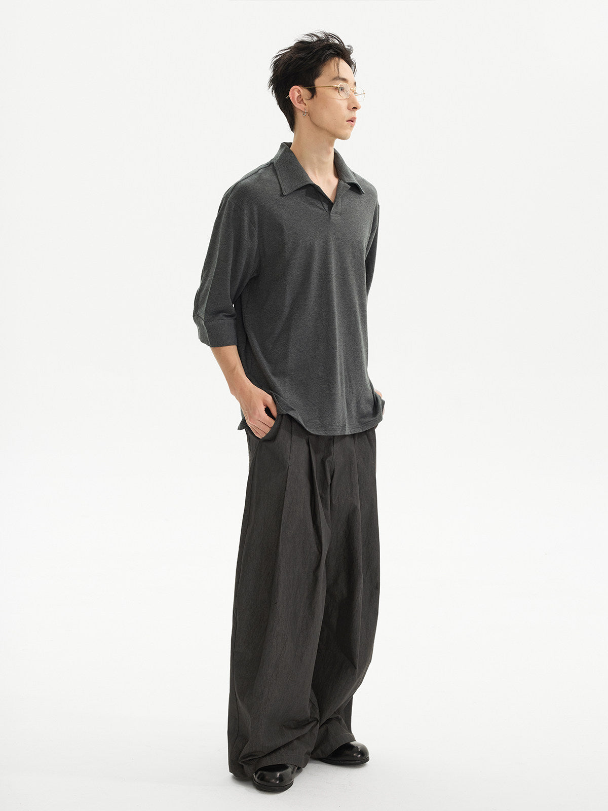 コクーンシルエット プリーツワイドパンツ N6618